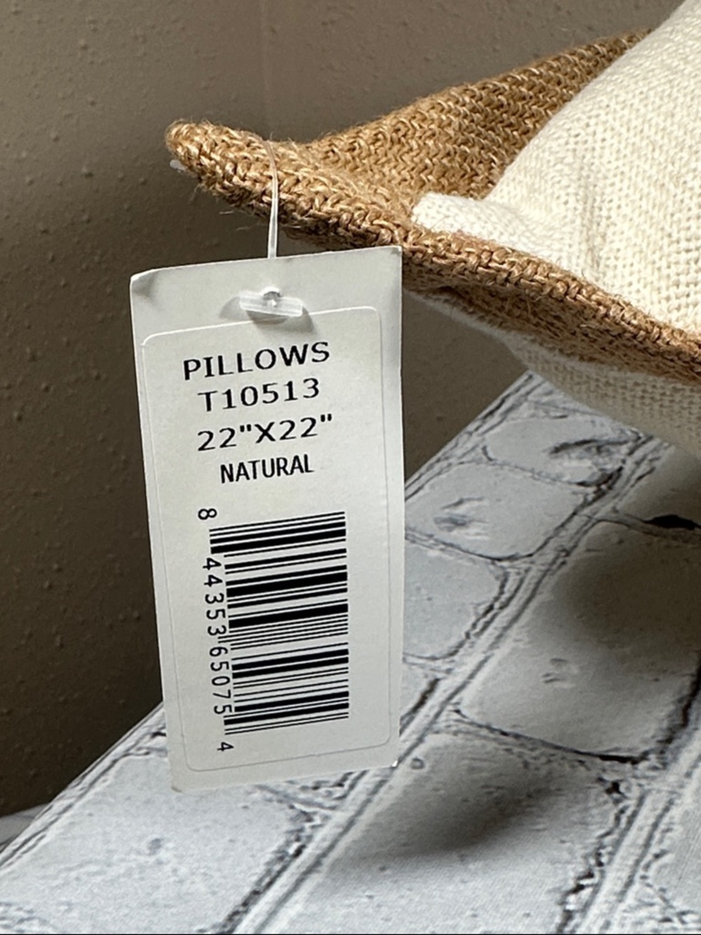 Rizzy Home Jute Canvas 22"x22" Oversized Solid Square Throw Pillow neutral cream - Picture 6 of 11